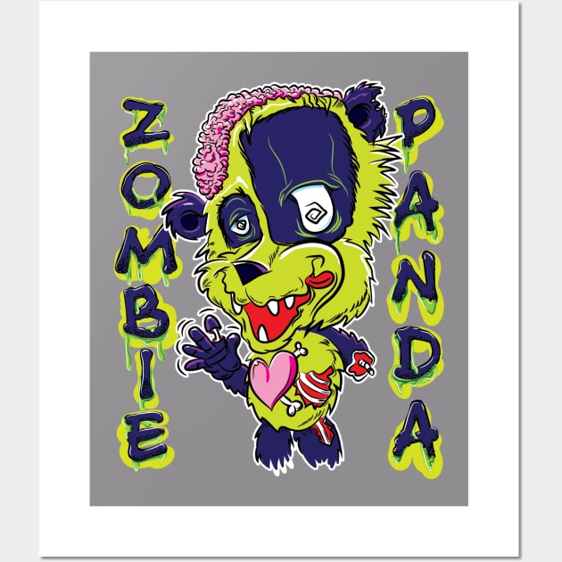 Cute Zombie Panda Cartoon Character Wall Art by eShirtLabs